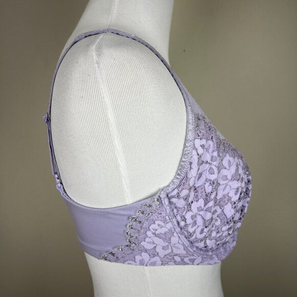 Victorias Secret Bra 34DD Purple Body By Victoria Unlined Demi Semi-Sheer Floral - Picture 4 of 14